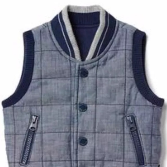 Baby Gap Vest Chambray Snap 12-18m - Picture 1 of 2